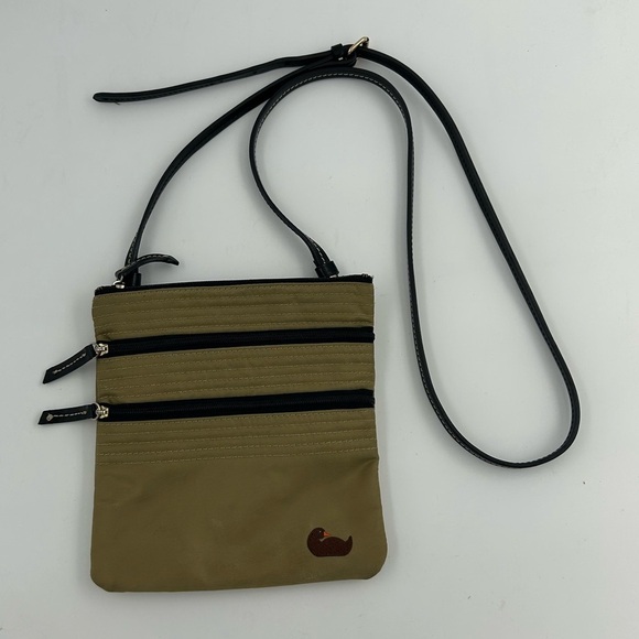 Dooney & Bourke Handbags - Dooney & Bourke Beige Nylon Triple Zip Crossbody Bag